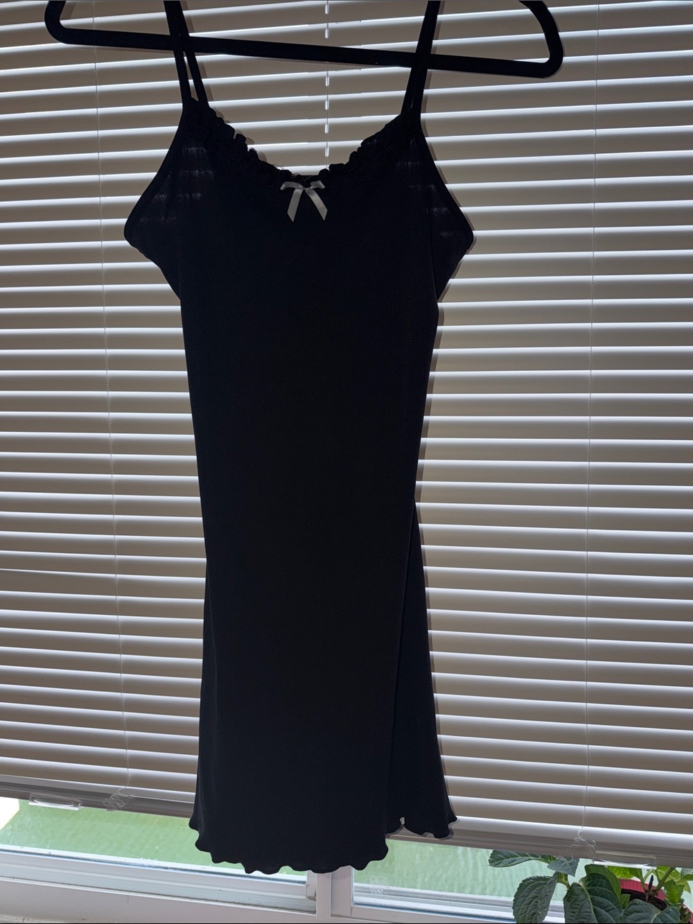 Black Spaghetti Strap Slip Dress with Bow